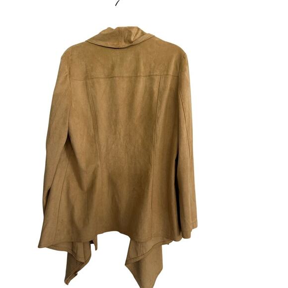 NWT INC International Concepts Women's Tan Faux Suede Draped Jacket Size XL - Picture 2 of 5